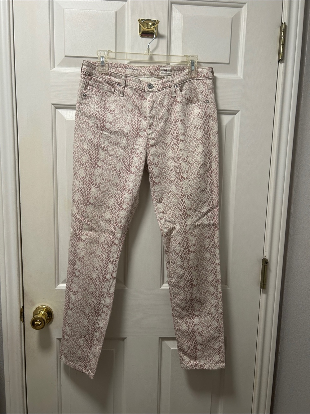 Adriano Goldschmied The Prima Ankle Pink Snake-Print Jeans Size 30R